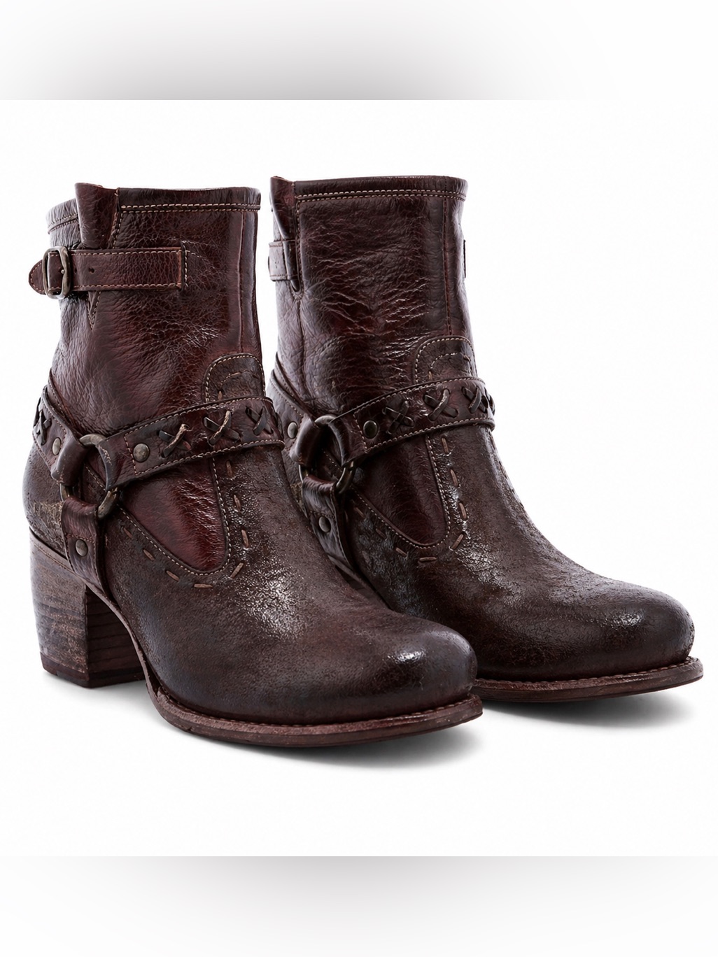 Bed Stu Octane Ii Leather Western Bootie Eggplant Size 9.5